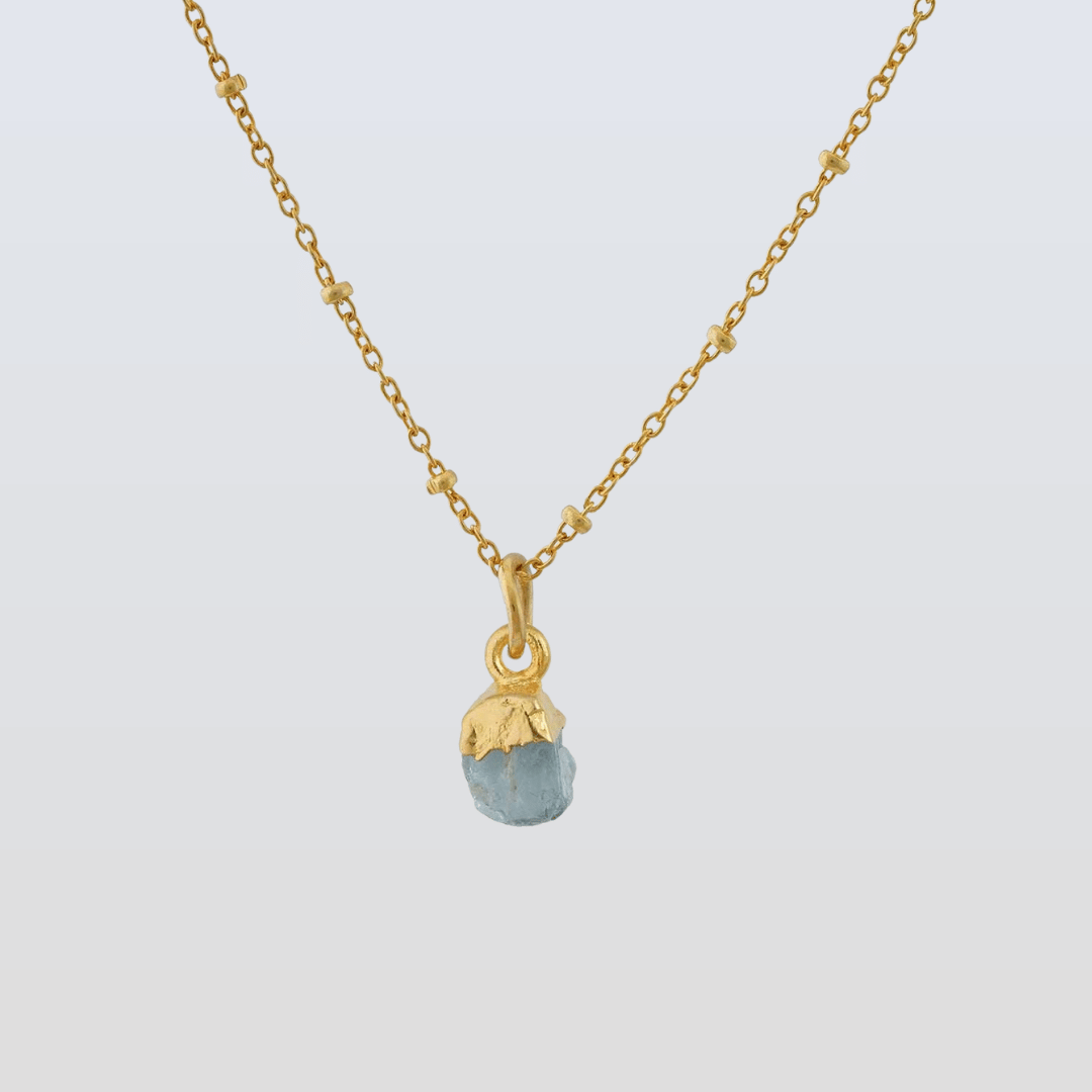 Handmade Aquamarine Pendant in its Natural form Gold Plated