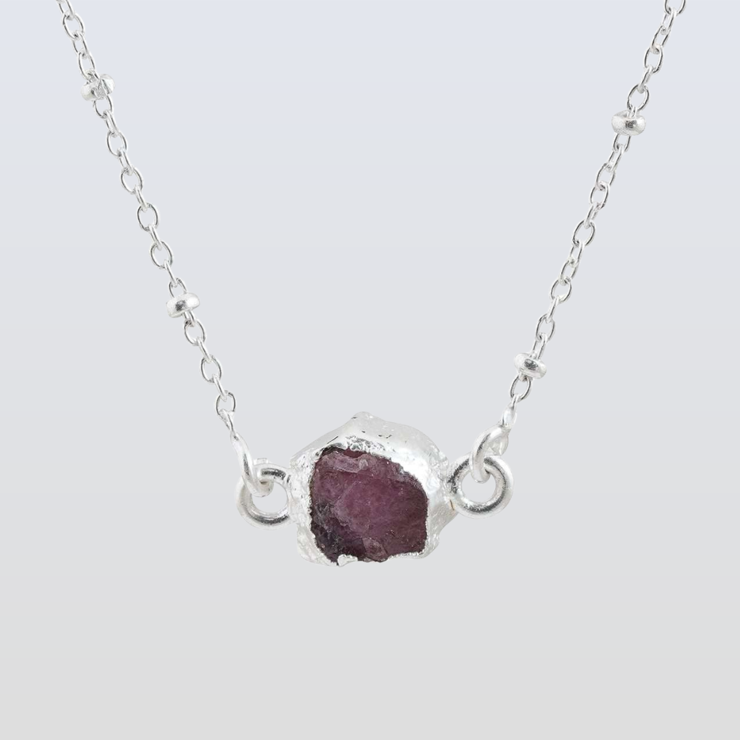 Handmade Rose Quartz Pendant in its Natural form in Silver 925