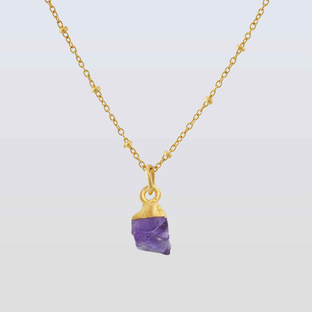 Handmade Amethyst Pendant in its Natural form Gold Plated