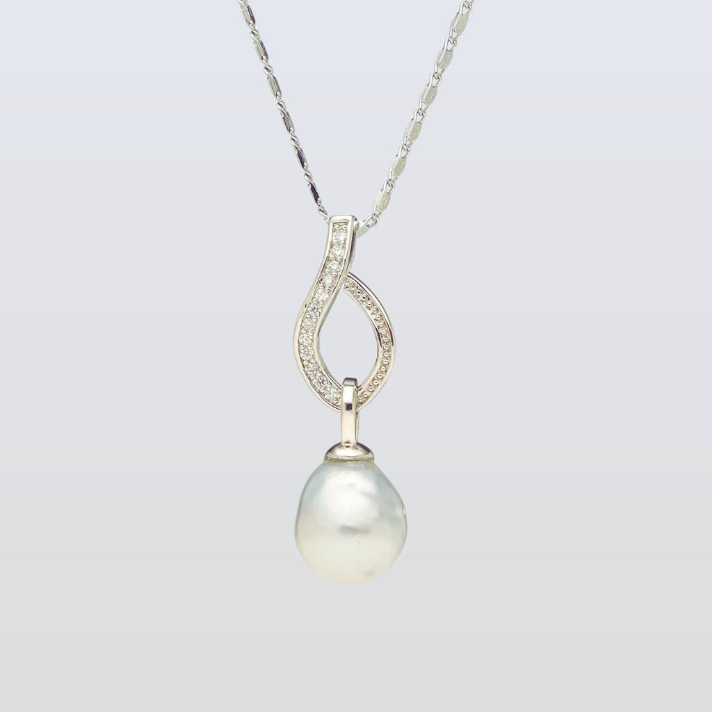 South Sea White Baroque Pearl Ponds Pendant11-12 mm AA