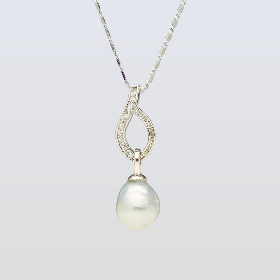 South Sea White Baroque Pearl Ponds Pendant11-12 mm AA
