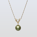 Tahitian South Sea Pistachio Pearl Carnegie Pendant 11-12 mm AAA