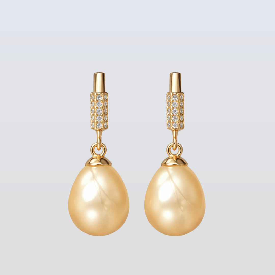 South Sea Gold Coconut Well Baroque Pearls Drop Earrings 12-13 MM AA+