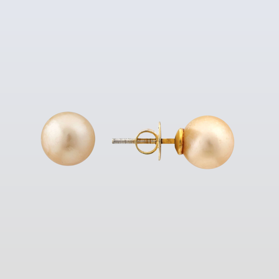 South Sea Golden Pearl Alford Stud Earrings 10 - 10.5 MM