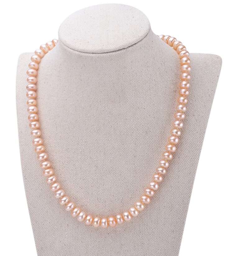 Pink Freshwater Pearl Necklaces 8-9 mm in Strand